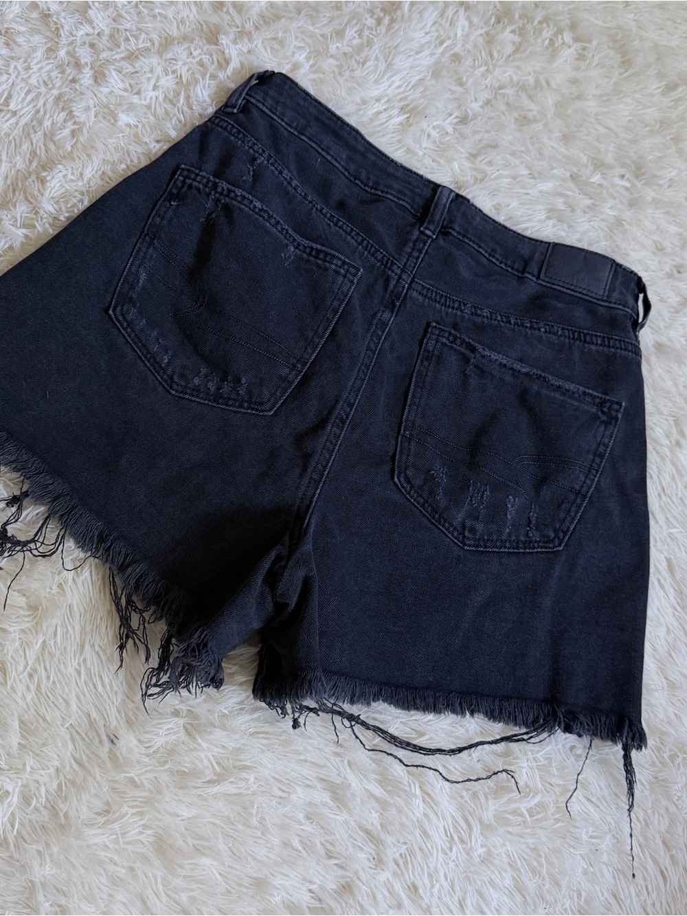 American Eagle Outfitters Black Distressed Denim Cutoff Shorts - Picture 2 of 6